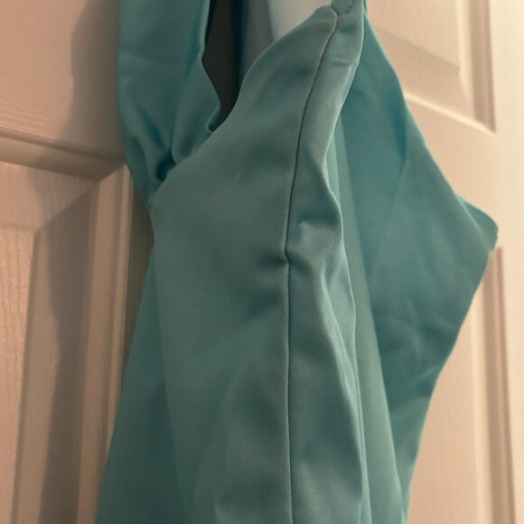 FOREVER UNIQUE Blue & Lime Ombre Satin Maxi Dress/Gown w/ Twist Front Size 2 New - Picture 12 of 16